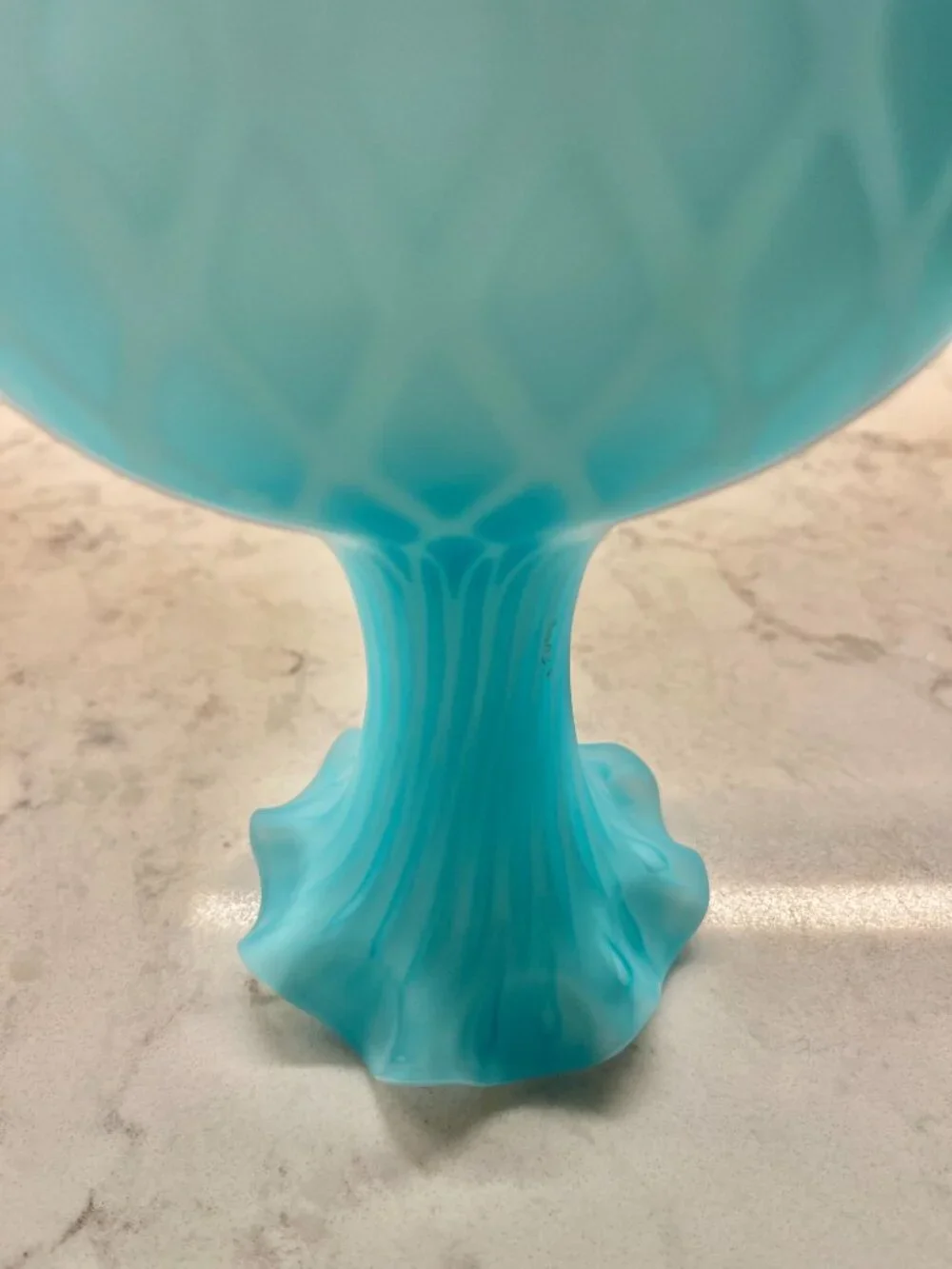 Antique Victorian Era Blue Satin Glass Vase